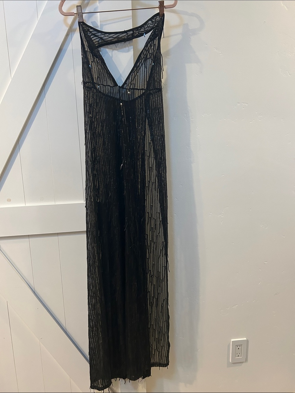 Sexy -Sequences dress - maxi, black with slits up the side